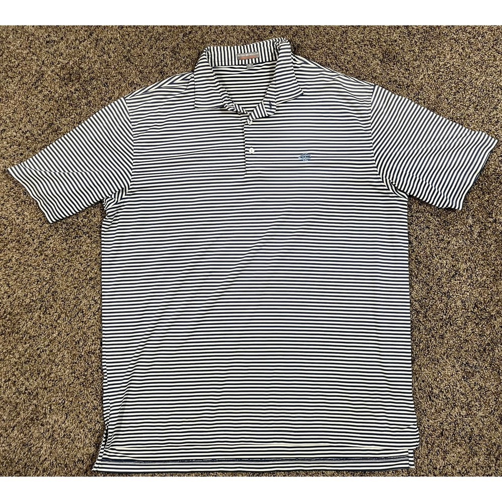 Peter Millar Summer Comfort Crown Crafted Shirt Striped Blue Golf Polo Sz XL